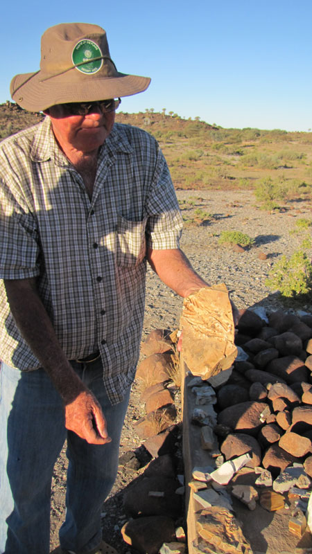 Giel Steenkamp displays a Mesosaurus fossil