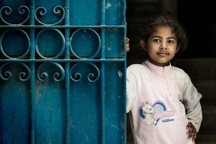 Young girl in Kom El-Dikka region in Alexandria in Egypt