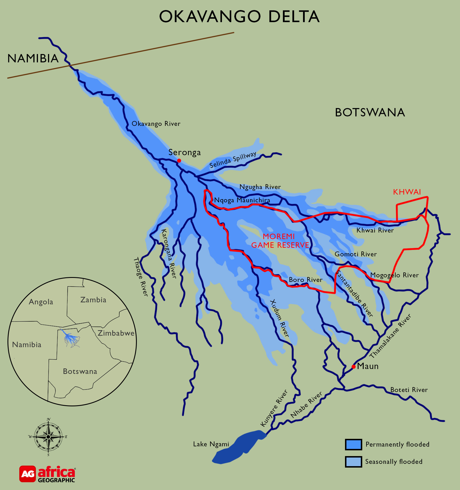 Okavango Delta map