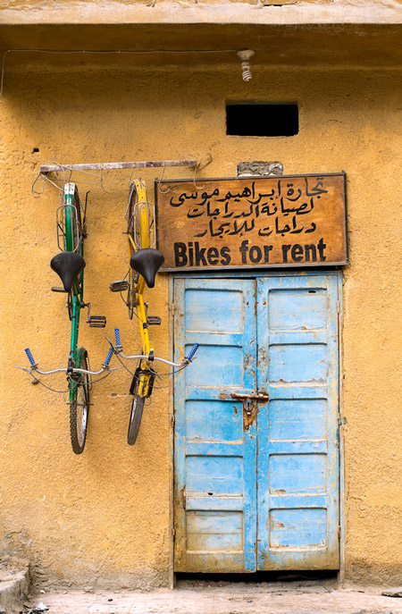 A shop for renting bicycles in the old town of Shali in Siwa Oasis in Egypt