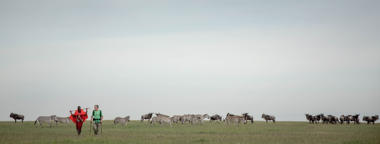 Stuart Butler and his Maasai companion, Josphat Mako, walk through the region that is famed for its great migration ©Stuart Price