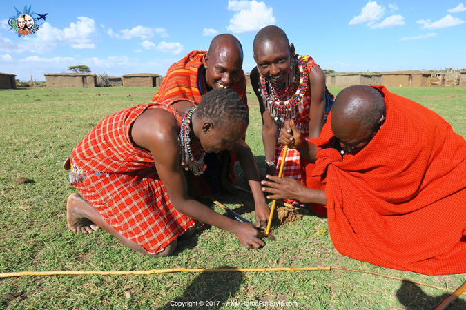 Maasai making fire
