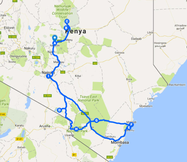 travel route kenya