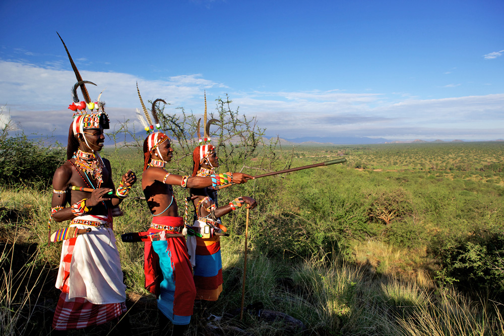 Three Samburu warriors