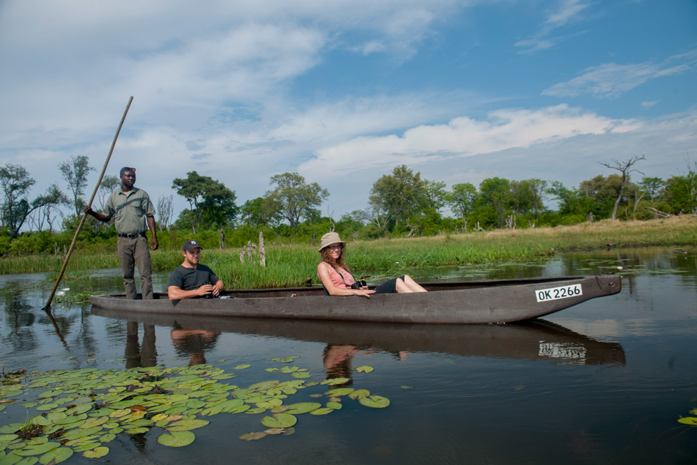 A mokoro safari on the waters of the Okavango Delta