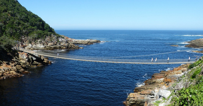 suspension bridge, ocean, Storms River, South Africa