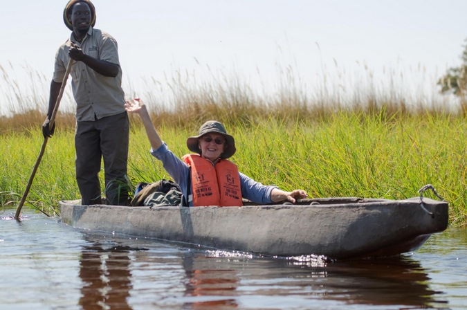 Sailing on a mokoro in the Okavango Delta, Botswana