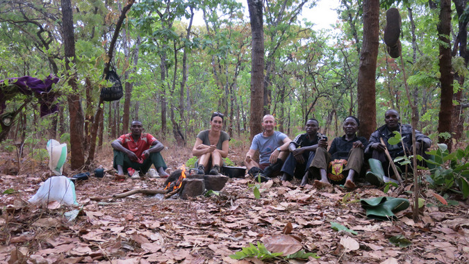 At camp with researchers and guides