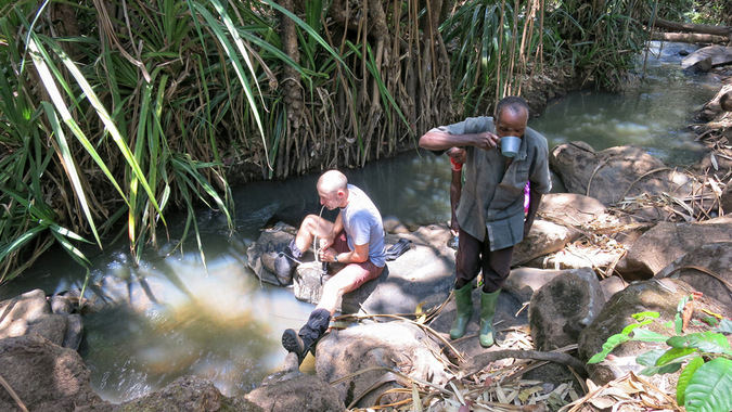 Drinking water from a river