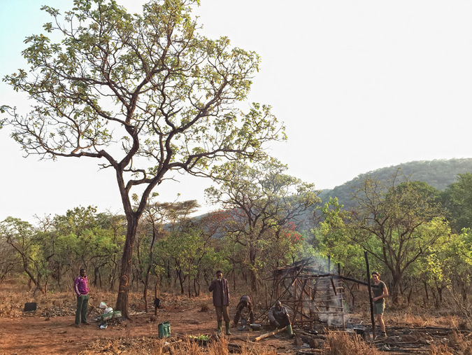 Researchers taking a break in the bush