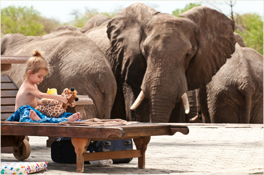 Elephant and child. Water for Elephants Trust, Botswana