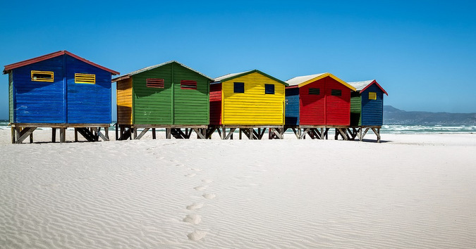 Colourful beach houses on St James, Muizenberg, Cape Town