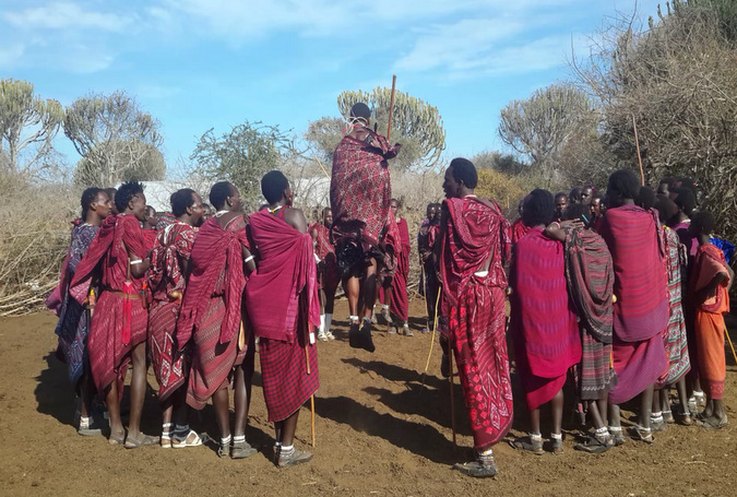 Maasai warriors dancing