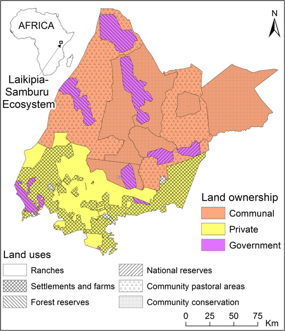 Map showing land distribution in Laikipia-Samburu ecosystem