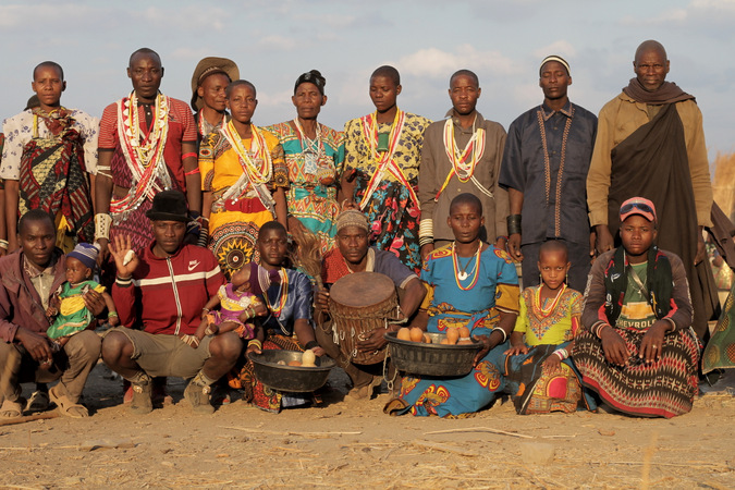 Sukuma village members pose for a family photo in Tanzania