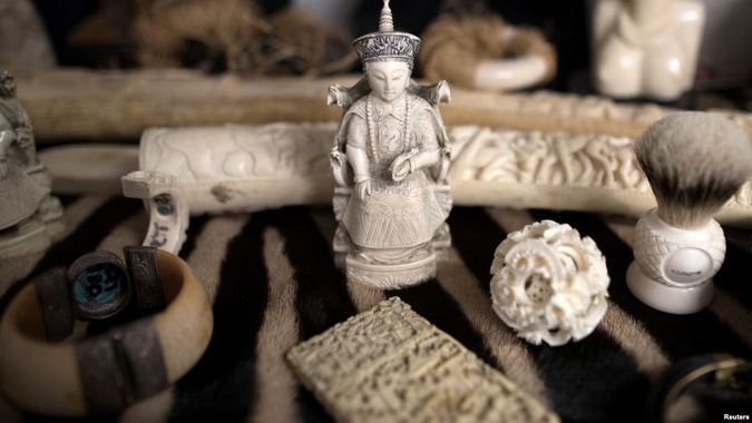 Seized ivory carvings