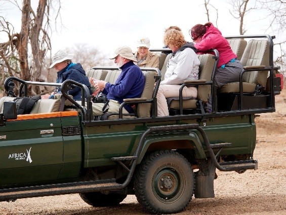 Guest in a safari vehicle