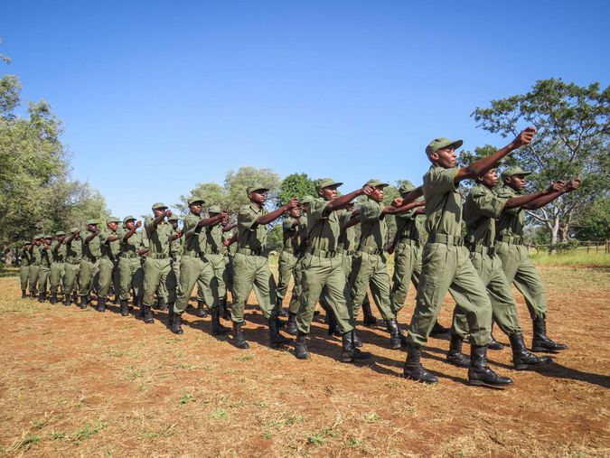 Rangers marching in Limpopo National Park, Mozambique