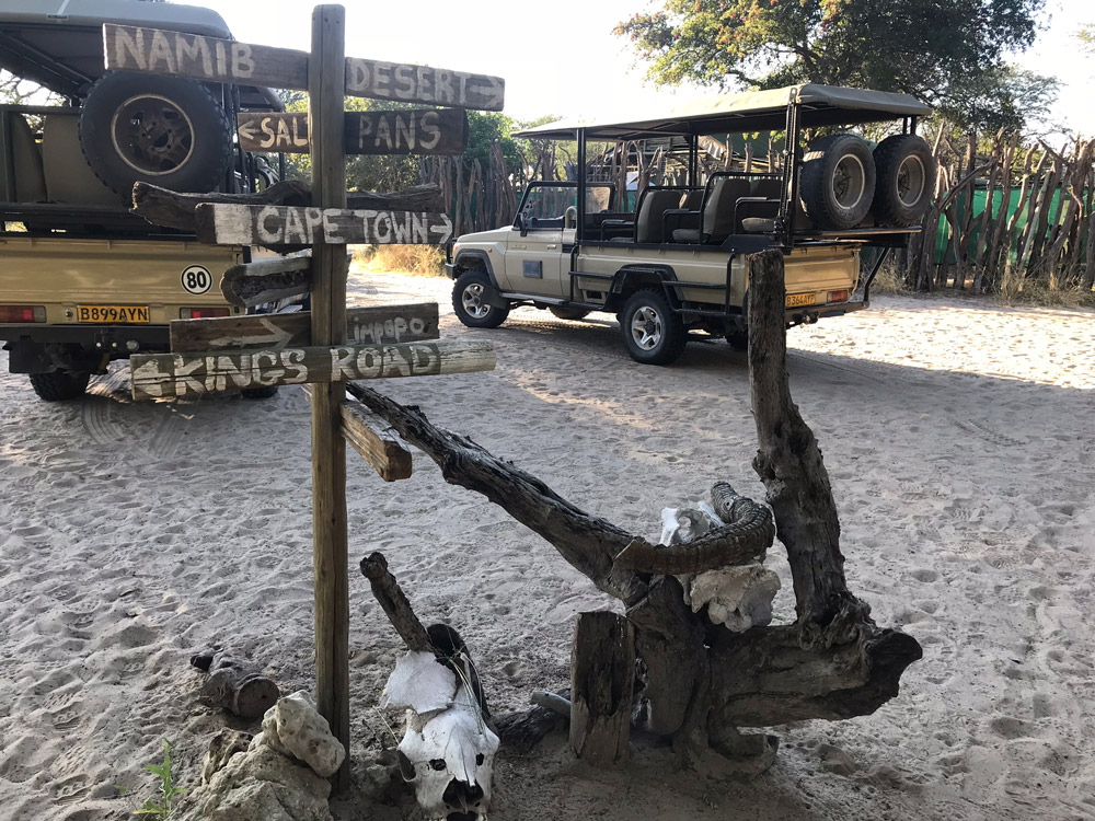 Sign post at Meno a Kwena in Botswana