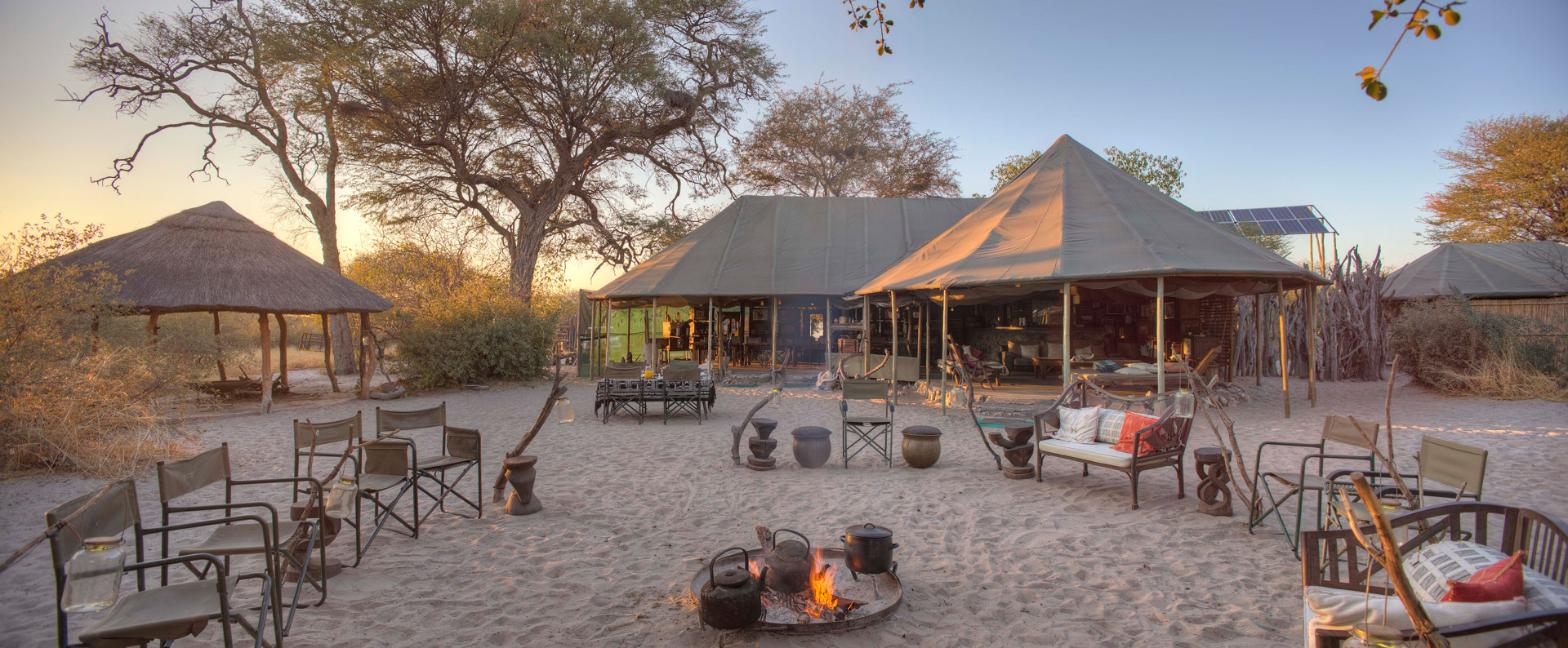 Communal area at Meno a Kwena lodge in Botswana
