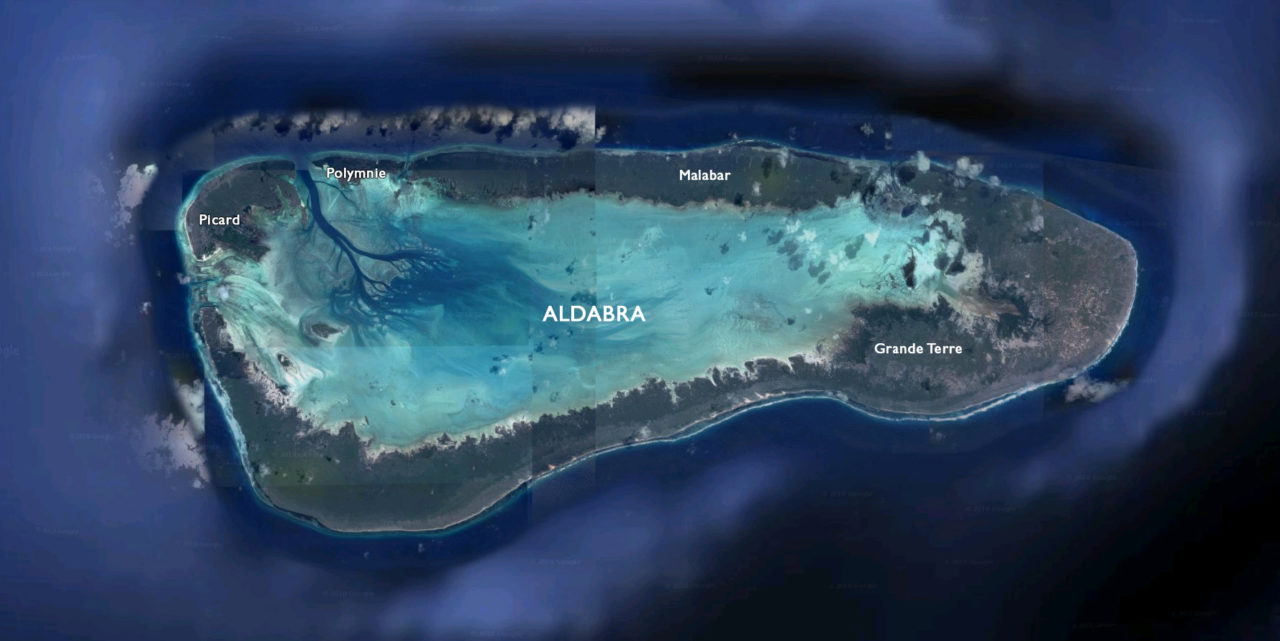 Satellite image of Aldabra Atoll, Seychelles