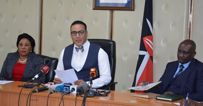 Kenya's Wildlife and Tourism Cabinet Secretary Najib Balala at press briefing