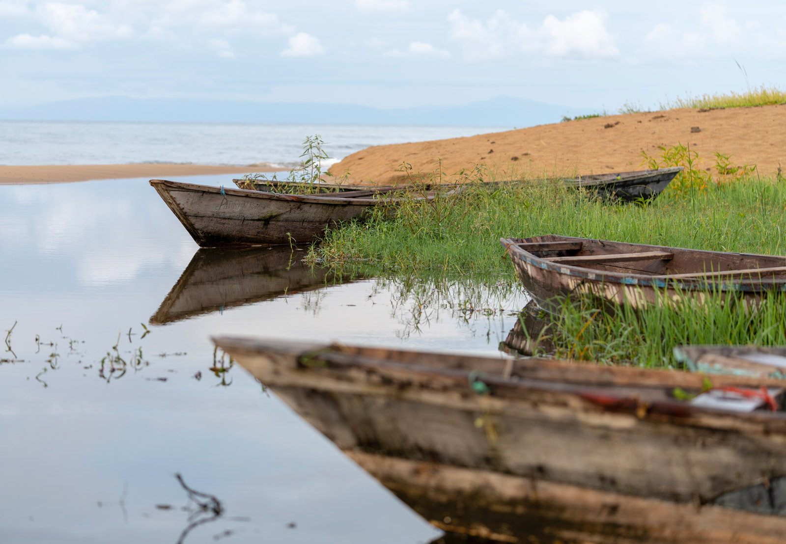 Boats along the shore of Lake Malawi