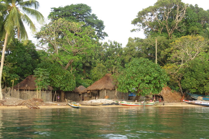 Village on Bakei, Turtle Islands, Sierra Leone