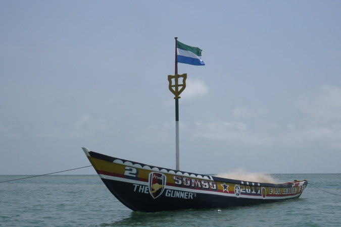 Boat in Bumpetuk,, Turtle Islands, Sierra Leone