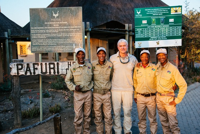 The four trackers and Clive Thompson at the Pafuri Gate, Kruger National Park