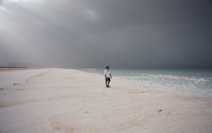 Author at the shoreline of Lac Abbe in Djibouti