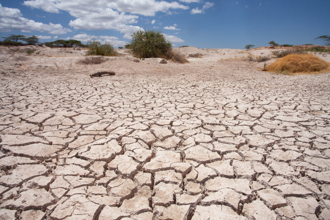 Dried up lake in Shaba National Reserve in Kenya