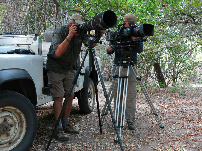 Nick Dyer and BBC Producer Nick Lyon filming Lycaons