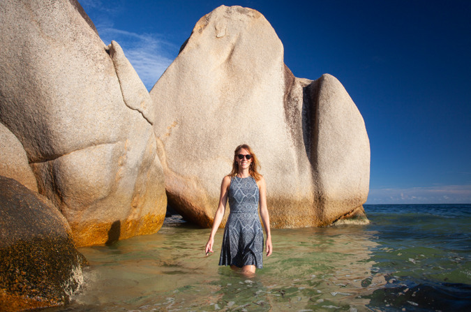 Strolling through the blue waters of Mahé in the Seychelles