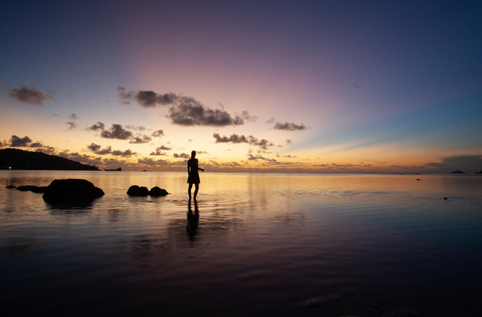 Sunset in Mahé in the Seychelles