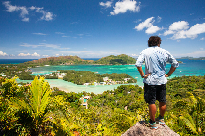 The view of Praslin, the second largest island in the Seychelles