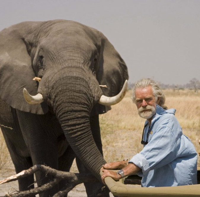 Dereck Joubert and elephant 