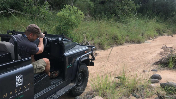 Testing out an electric game drive vehicle