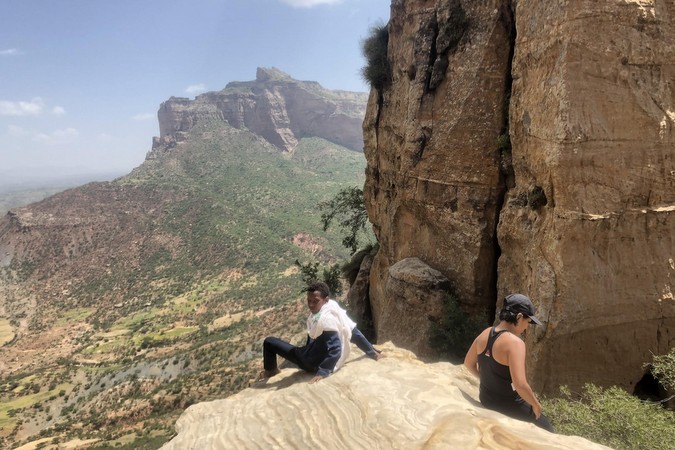 The view at halfway point while climbing up to Abuna Yemata Guh, Tigray region, Ethiopia © Erika Atienza