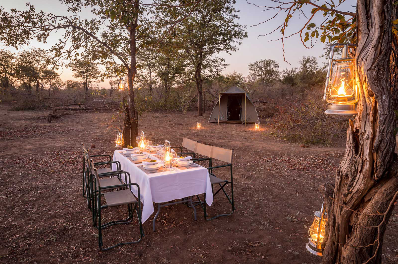 Mobile safari campsite ready for dinner © Africa on Foot