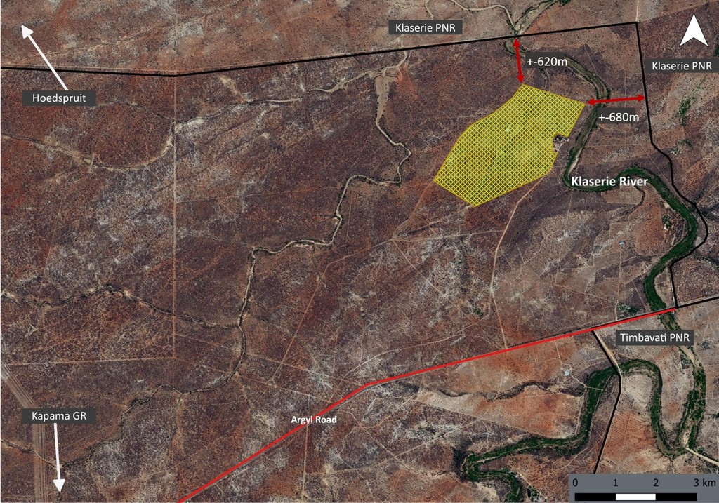 Map showing the authorised commercial citrus development in relation to the surrounding Private Nature Reserves and Hoedspruit