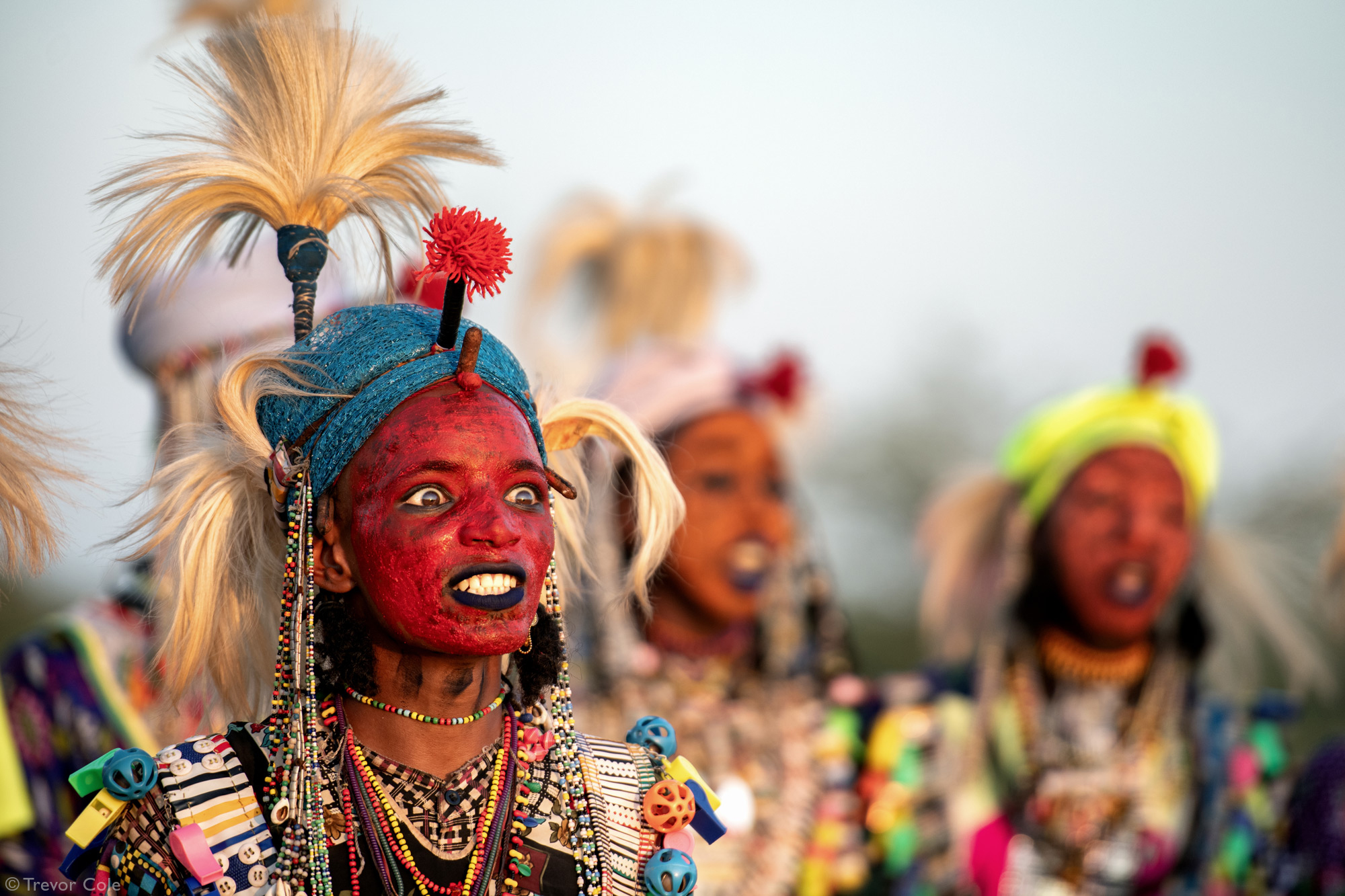 Man with painted face during Gerewol festival in Chad