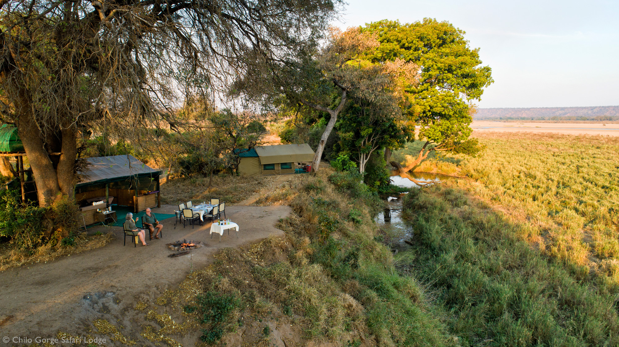 Chilo Gorge Tented Camp aerial view