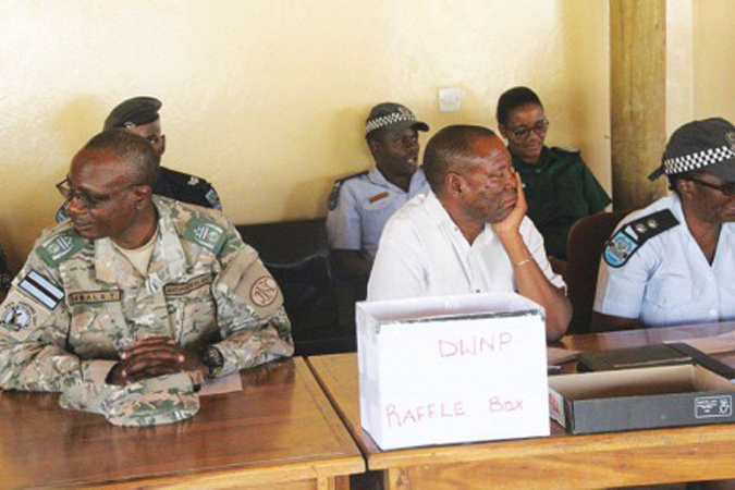 Officials at the hunting raffle in Maun