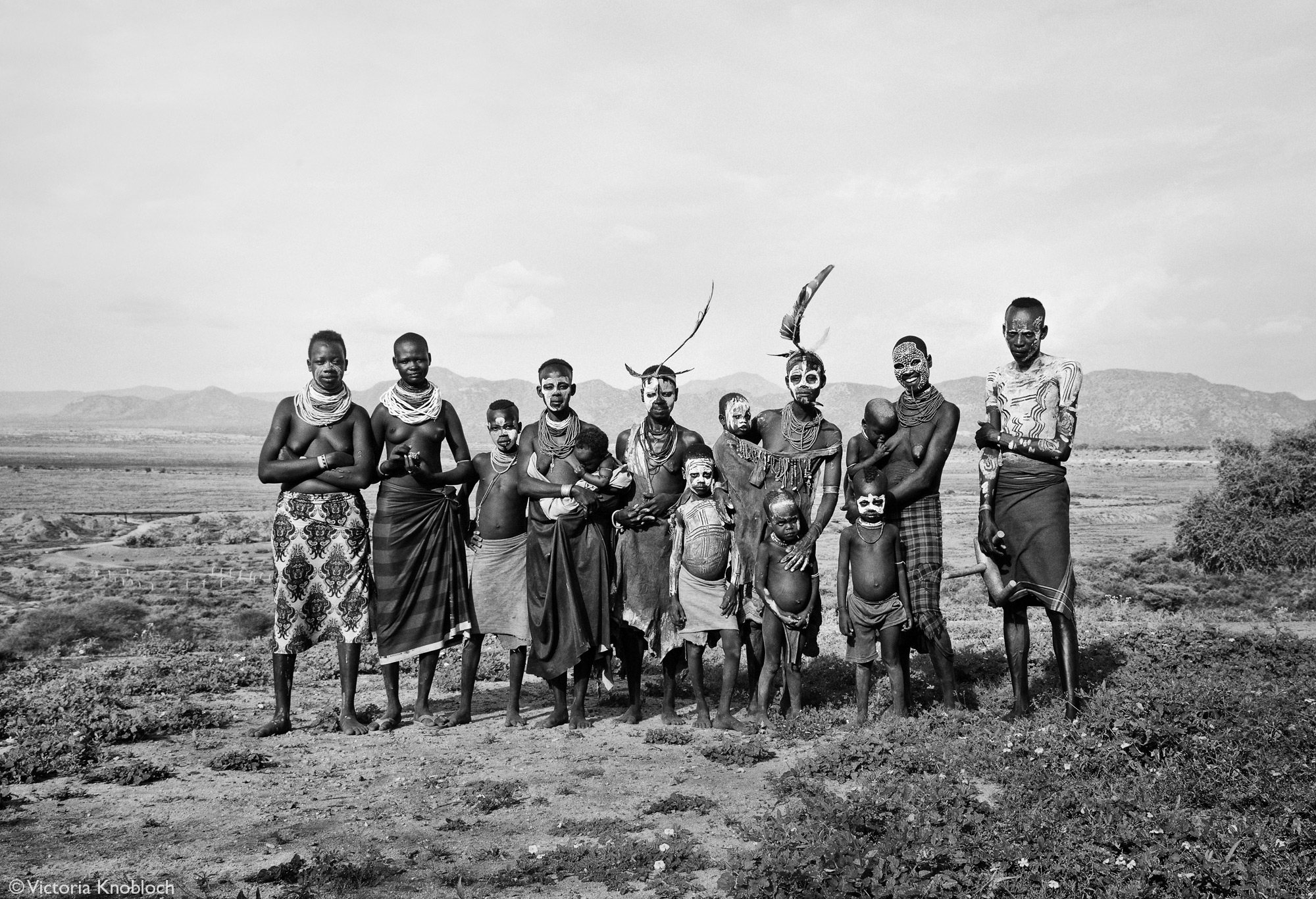 Karo tribe members posing, Omo Valley, Ethiopia