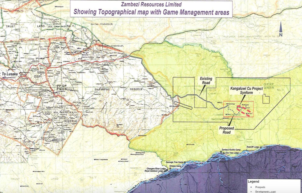 Map of the proposed mining site in Zambia 