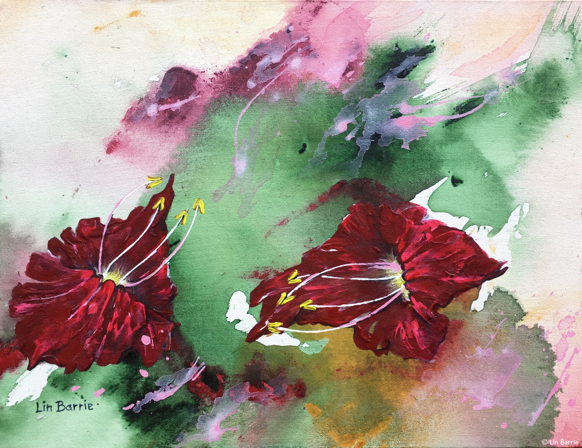 Kigelia flowers acrylic painting