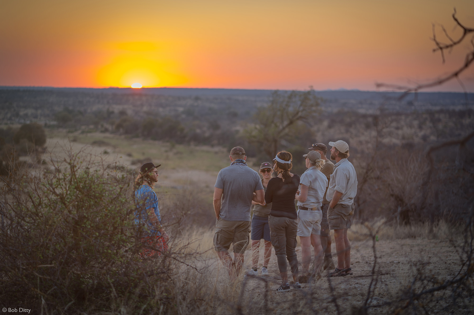 The group at sunset in Klaserie Private Nature Reserve, South Africa