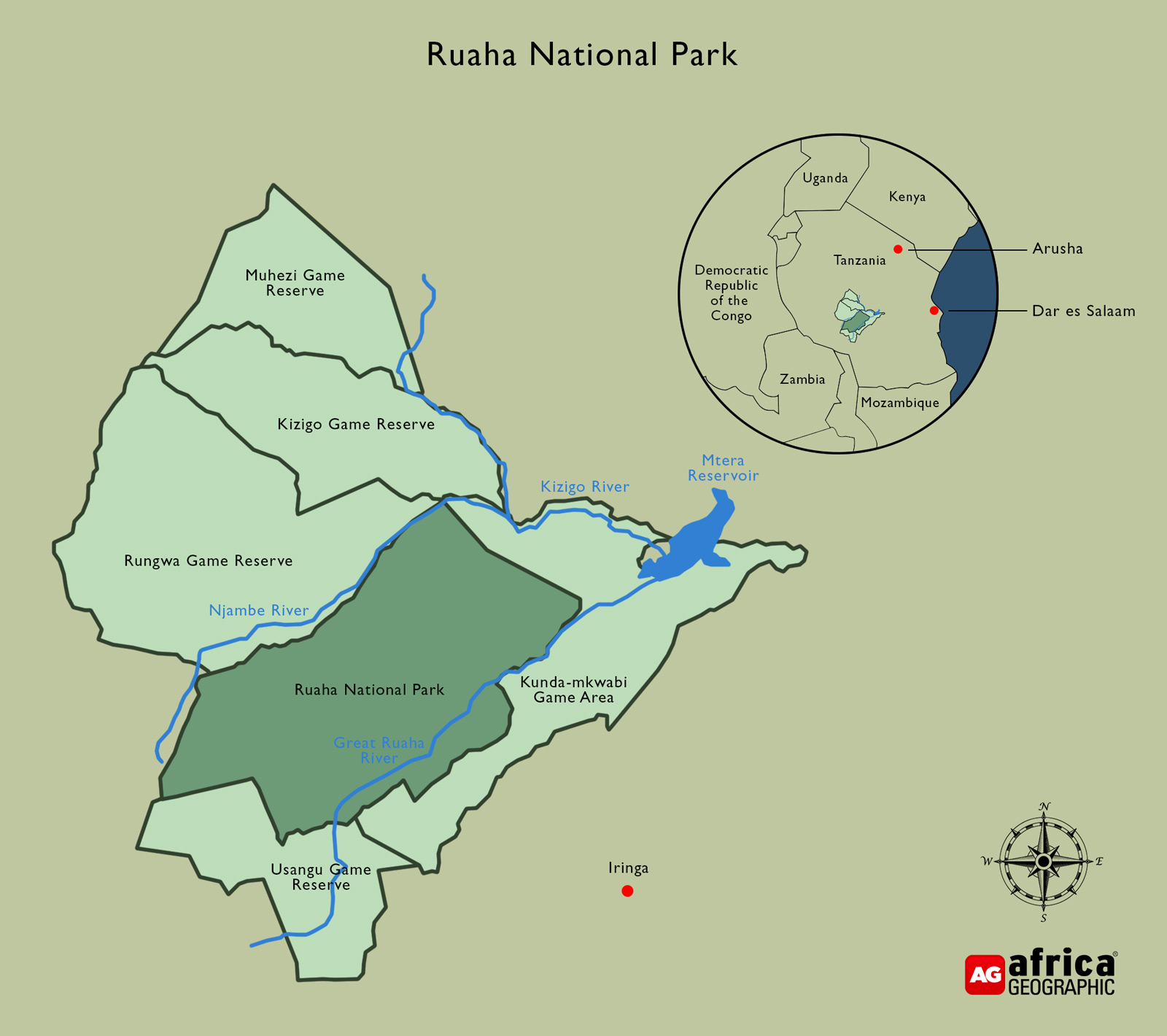 Ruaha National Park Tanzania Map Ruaha - Africa Geographic