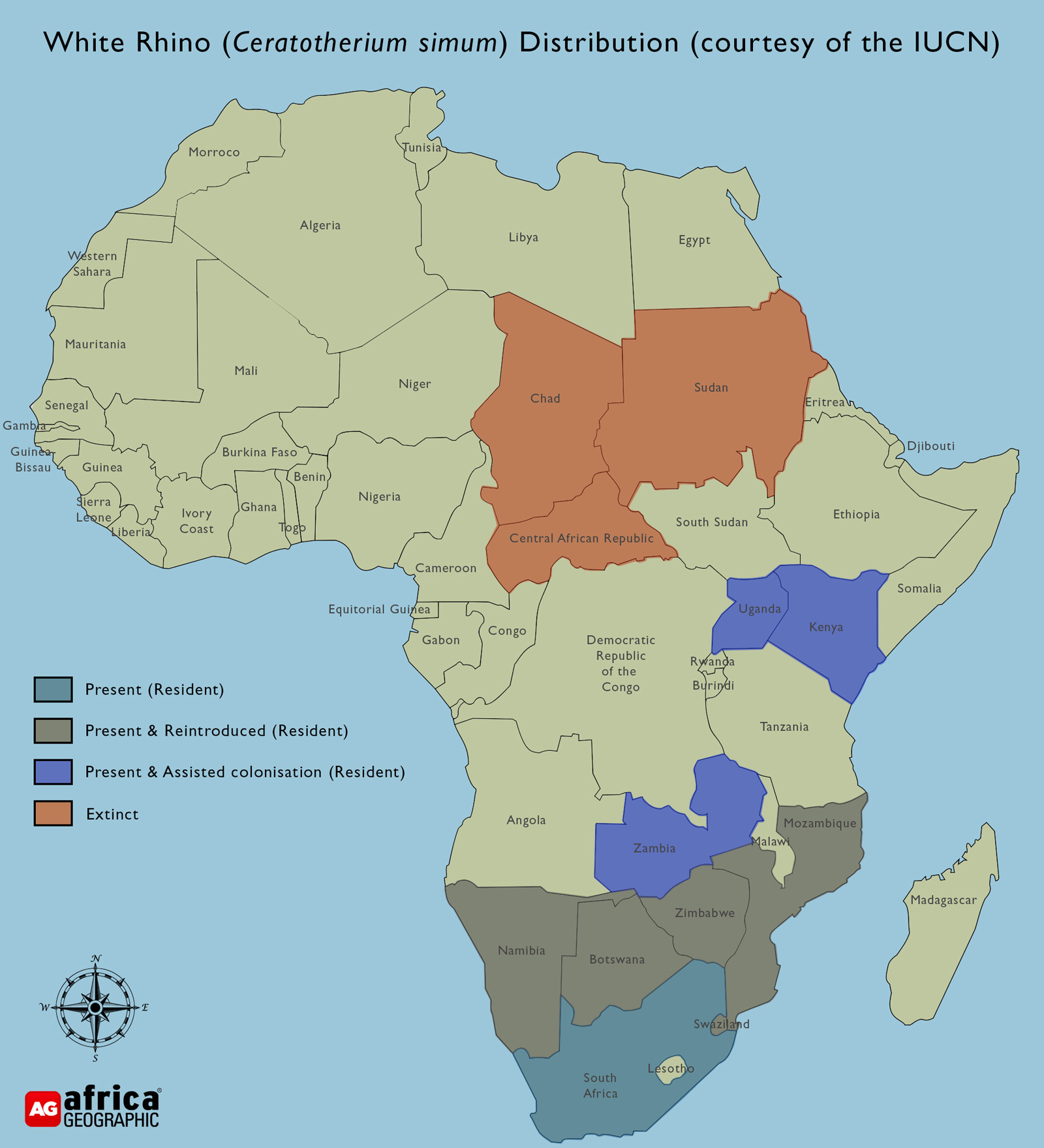 white-rhino-distribution-3 - Africa Geographic